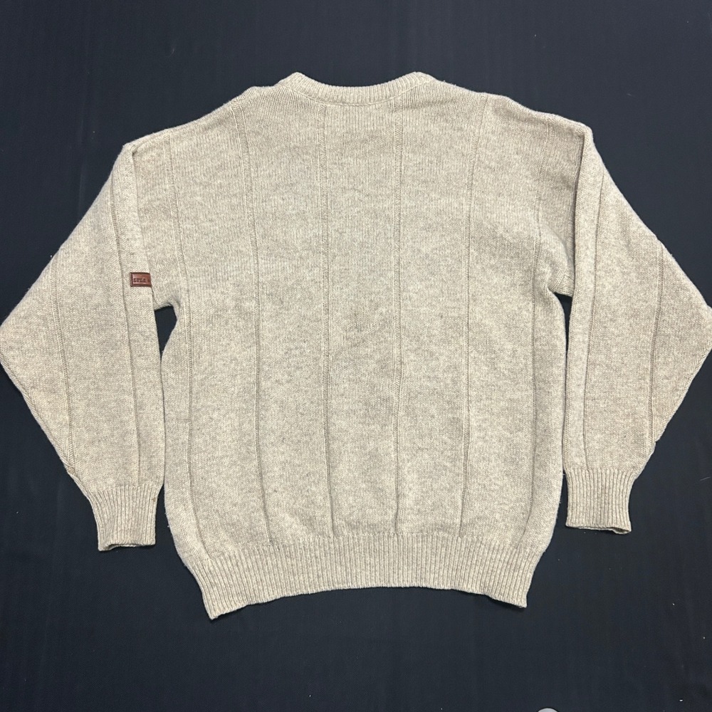 Lyle & Scott Vintage Lambswool Sweater Mens Medium Beige Intarsia Made in NZ - Picture 5 of 6